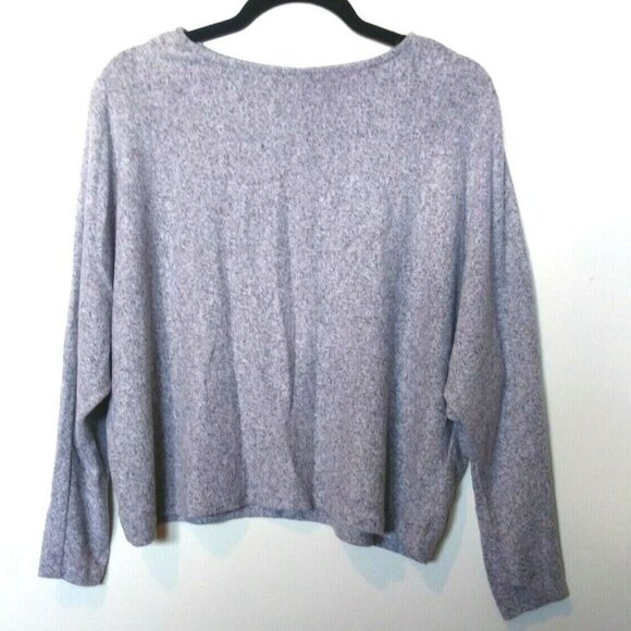 H&M Boxy Knit Top angel sleeves Sz M Gray textured soft boat neck long sleeves - Picture 1 of 9